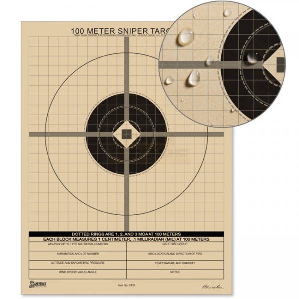 Rite in the Rain 100 Meter MIL Sniper Target - 100 Pack