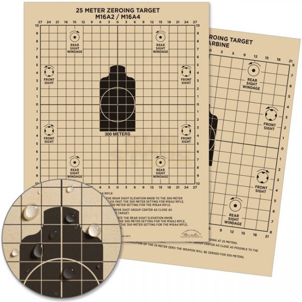 Rite in the Rain All-Weather 25m Multipurpose Zeroing Target - Universal MOA - 100 Pack